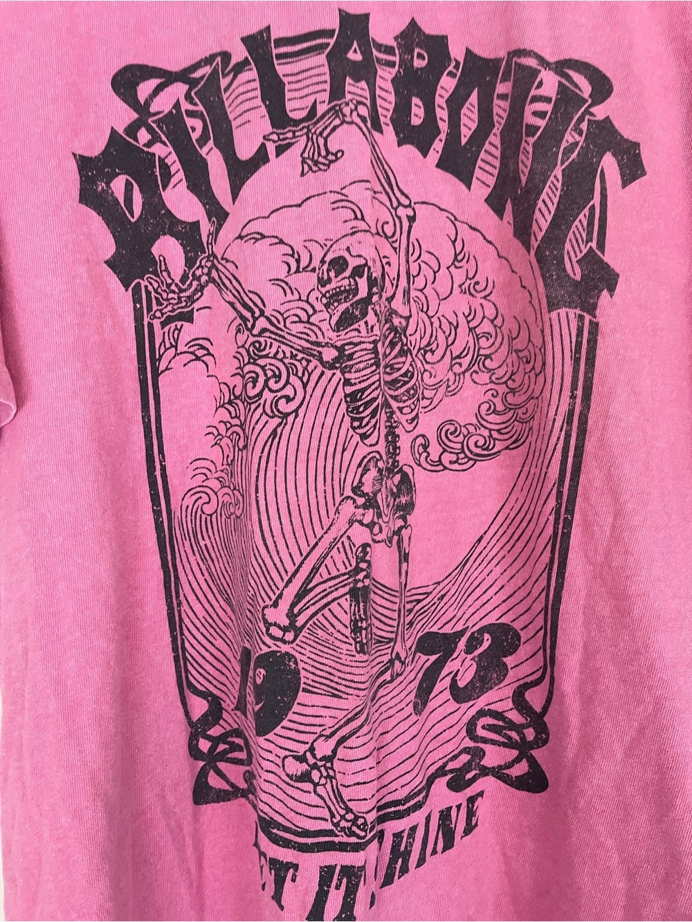 Billabong Pink Graphic Tee with Skeleton Design - Picture 2 of 4